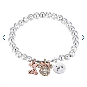 Disney Minnie Mouse Tri-Tone “Love” Stretch Charm Bracelet NWT